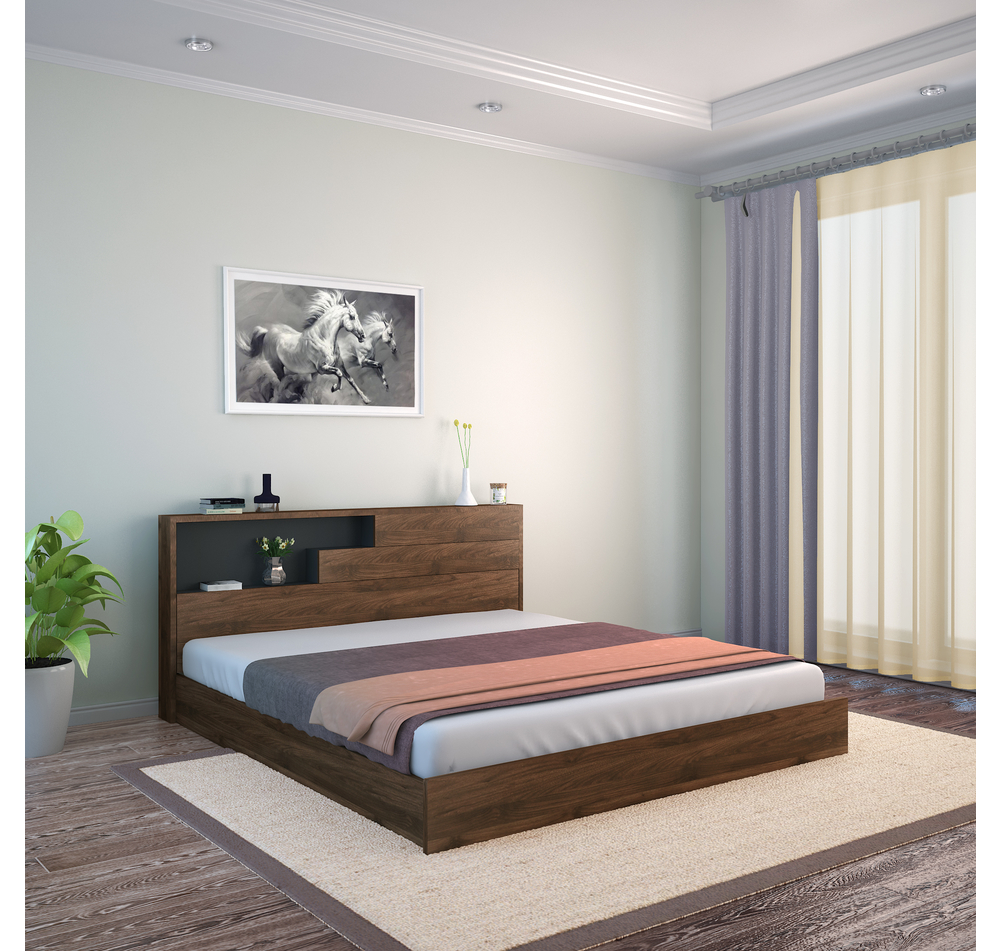 Borden King Bed With Headboard Storage Wenge At Home